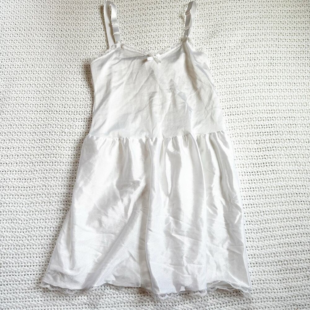 Slip Vtg JC Collection Girl's Sz 6 Slip Dress White Cotton Lace Trim